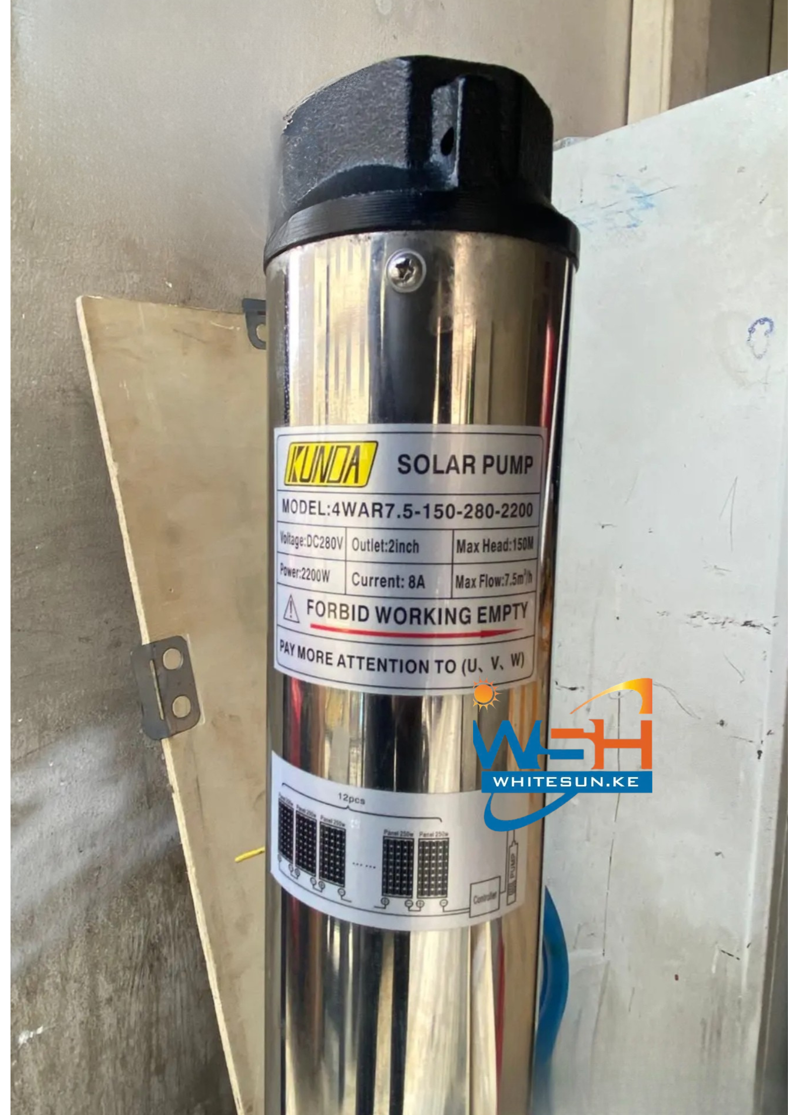 2.2kW Kunda Solar Borehole pump - 2200W, 150m Head - Image 4
