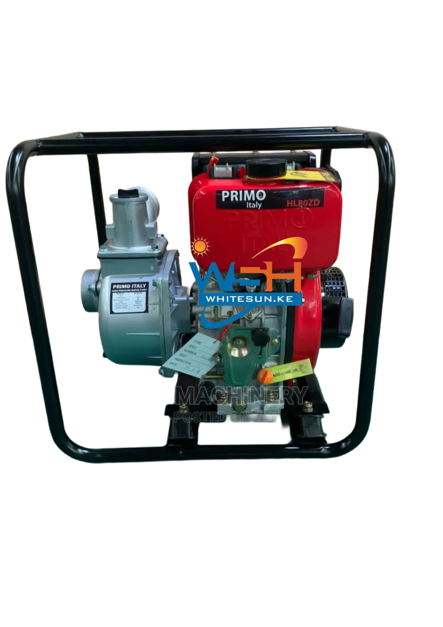 3" PRIMO ITALY Diesel Water Pump - High Pressure Pump HL80ZDHP Key start - Image 2
