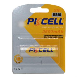 ICR18650 2600Mah Lithium Rechargable Battery, PKCELL, Each On Blister Pack