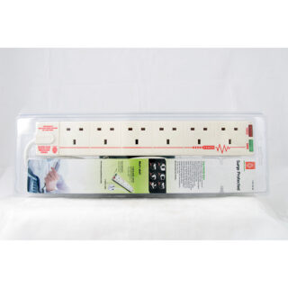 Extension Socket With Surge Protection, 2M Cable 6 Way Lianlong