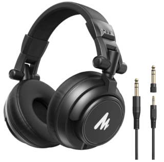 DJ Studio Monitor Headphones with 50mm Driver MAONO Professional Studio Monitor Headphones, Wired Closed Back Over Ear DJ Headset with 50mm Drivers and 1/4 inch to 3.5mm Jack for Guitar Amp Recording Mixing Piano Music Production Podcast