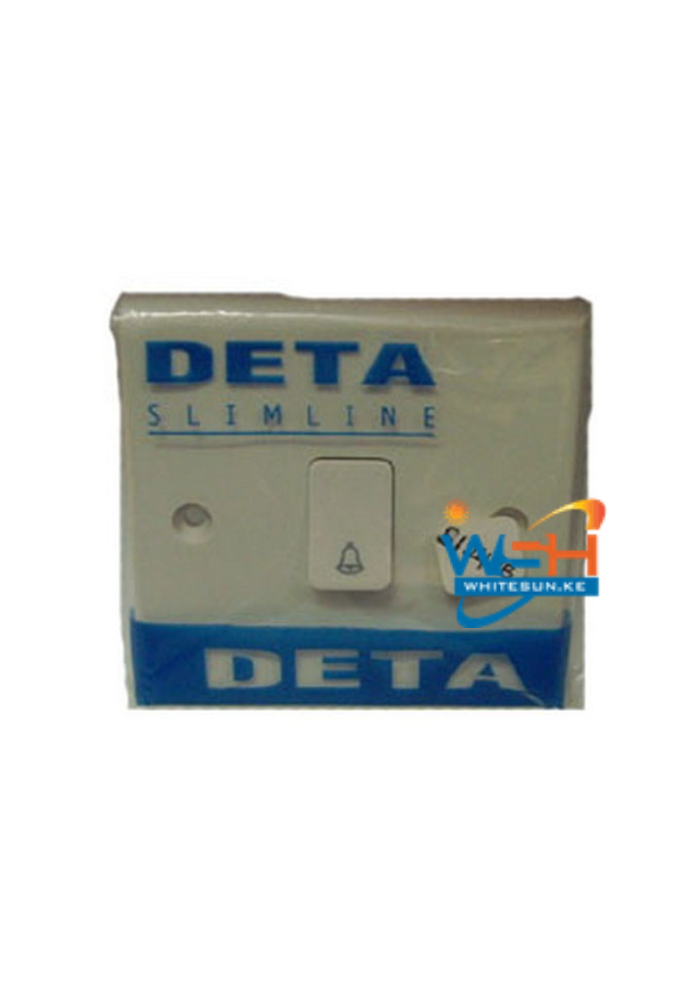 Bell Switch Slimline, 1Gang 1Way, With Bell Symbol 10Amp Deta