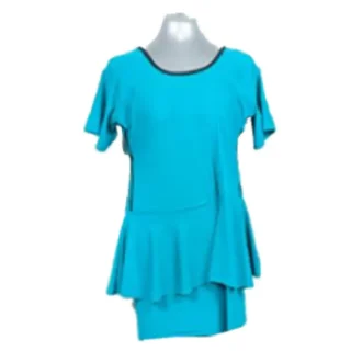Swim Costume With Full Frill Black/Peacock Blue/Navy Blue Size XL