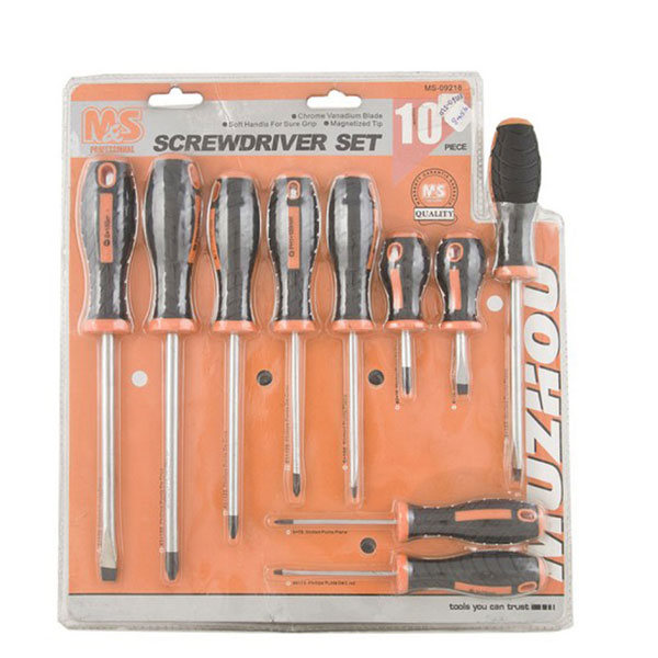 Screwdriver Set, Magnetized Tip 10Pcs M&S