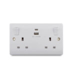 Double Universal Wall Switched Socket With USB & Type C Charging