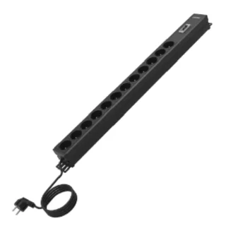 PDU 1.5U, Vertical Aluminum 12 Way With Circuit Breaker UK Type