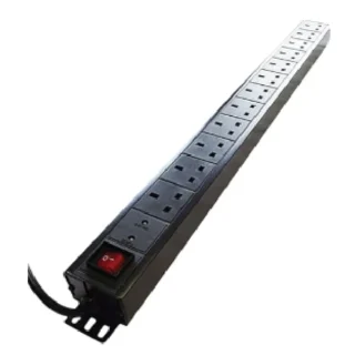 PDU 1.5U Vertical Aluminum 12 Way With On/Off Switch UK Type