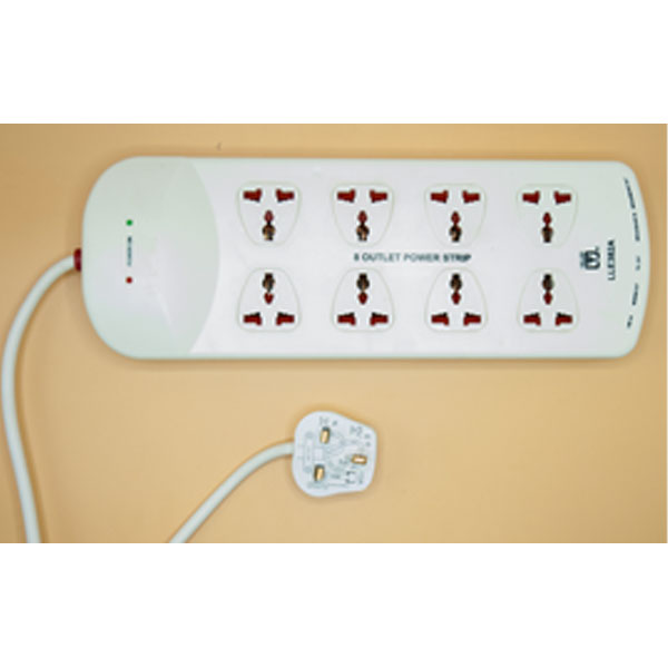 Extension Socket with Tel/Internet Line Protection – 8 Way by Lianlong
