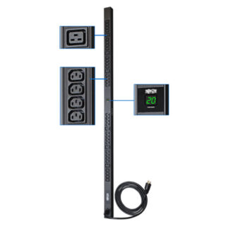 32 C13 & 6 C 19 Port Metered Rackmount Pdu Tripp-Lite Pdumv20Hv Black Powder Coated Metal
