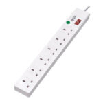 6-Outlet Surge Protector – British BS1363A Outlets, 220-250V AC, 13A, 1.8 m Cord, BS1363A Plug, White, Tripplite