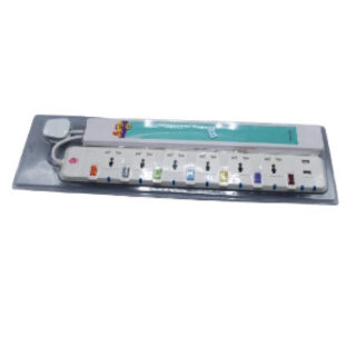 6 Way Extension With Surge Protection With Individual Switch & 2 USB Port, 1.8M Cable Sunpower