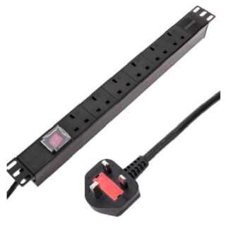 PDU 1U 19 Inch 5 Way UK Type With On/Off Switch, 2m Cable UK Plug