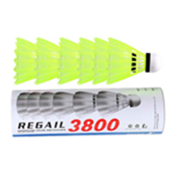 Nylon Shuttlecock 6pcs In Tube, Yellow For Training, Regail - Image 3