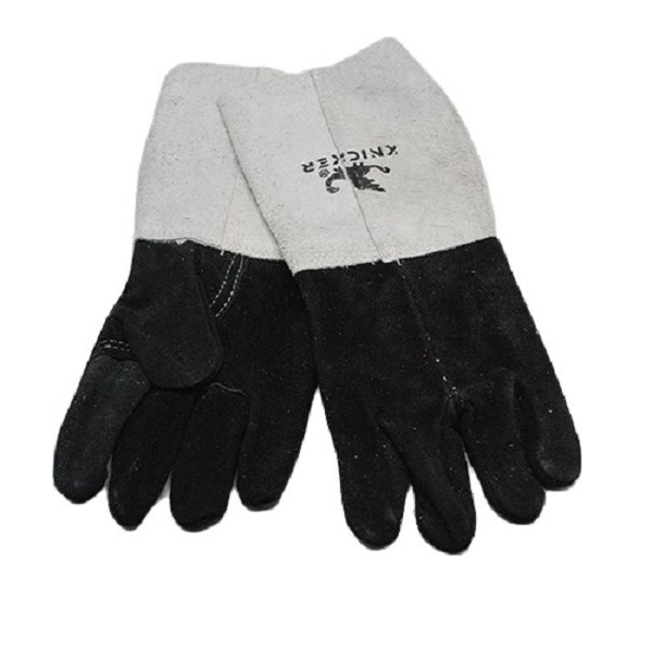 Grey Industrial Welding Leather Gloves Without Lining 14 Inch