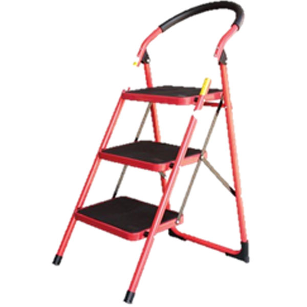 Round Handle Metal Ladder 3 Steps – Height: 115×48×65cm (Black & White) YB-203A