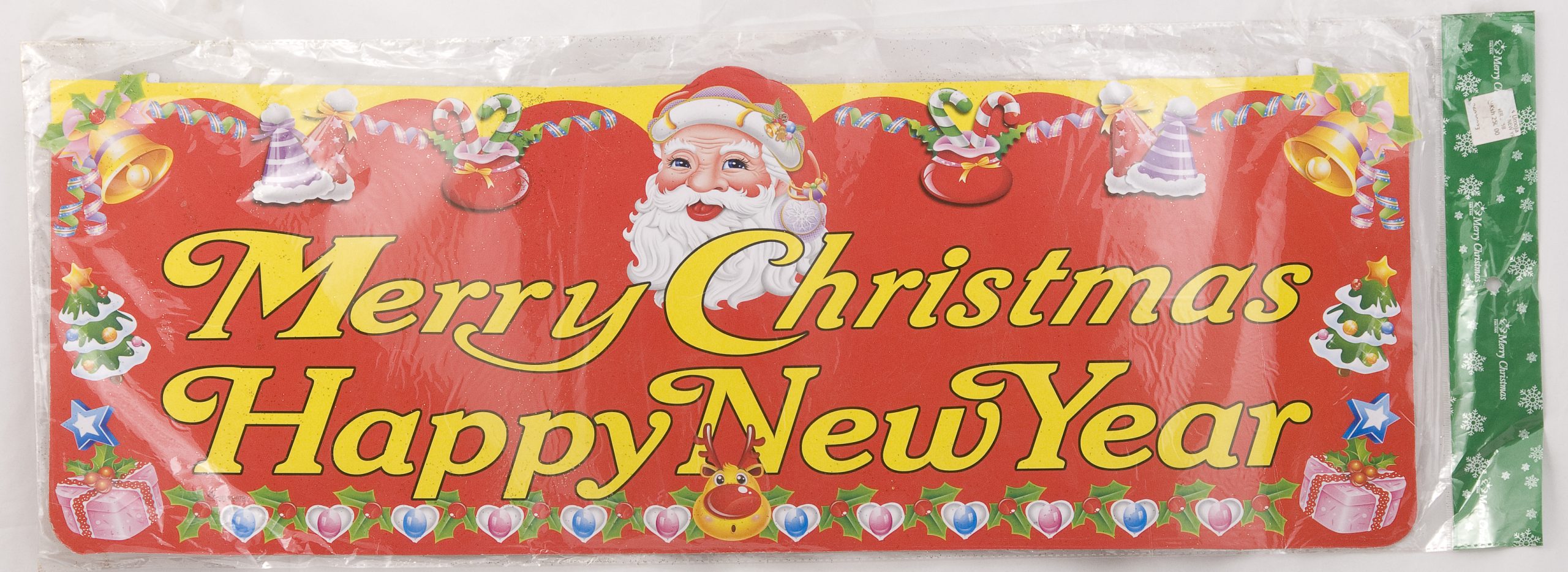 Merry Xmas + Hny Banner 77X26Cm Both Sides Printed - Image 3