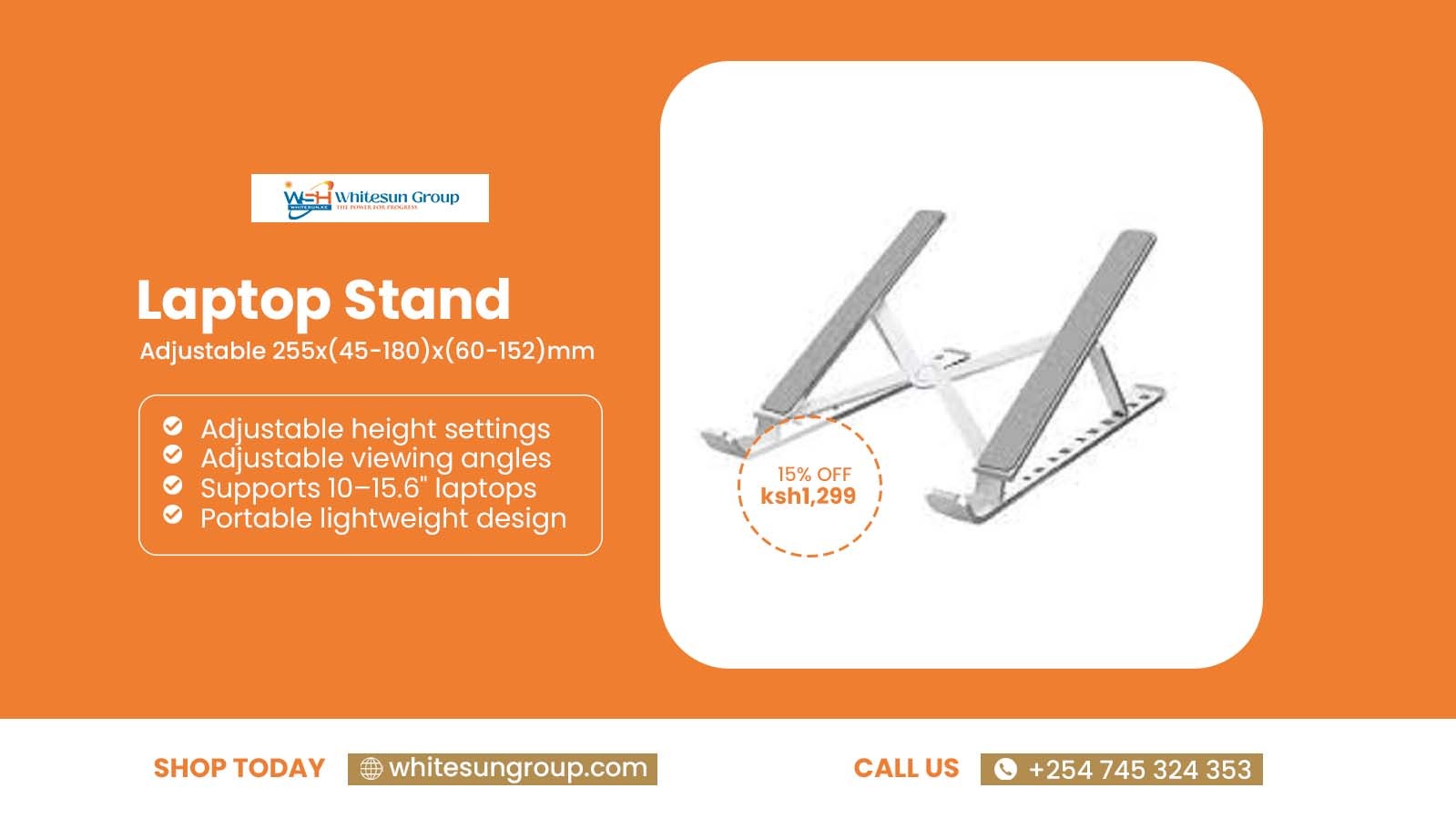 Laptop Stand Adjustable 255x(45-180)x(60-152)mm