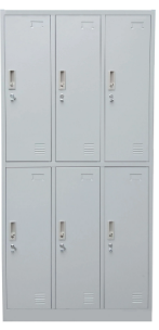 6 Door Locker – 1900*900*400Mm, With Leg 100Mm, Latch Lock, Color Red / Grey