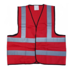 Reflective Vests With Shoulder Strips And 2 Waist Strips – Color Red, 120 Gsm