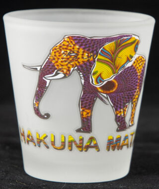 Frosted Shot Glass Elephant Print Hakuna Matata