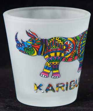 Frosted Shot Glass Rhino Print Karibuni Kenya