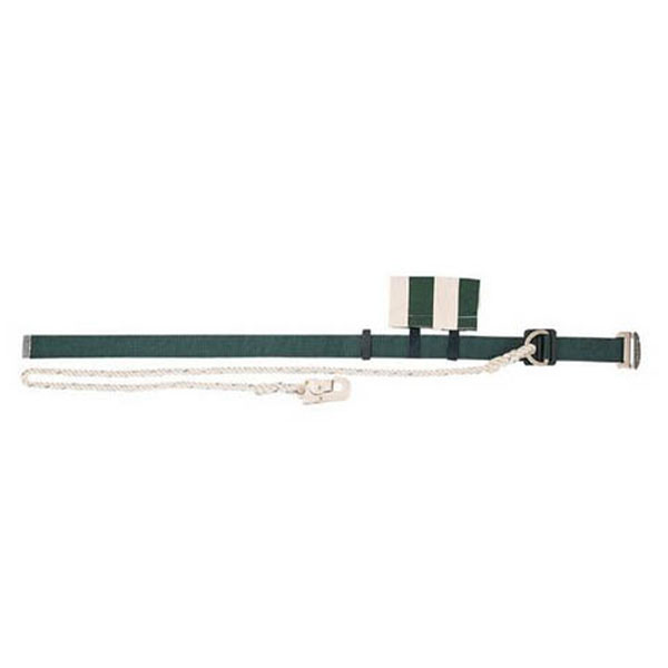 Safety Belt with 1.5M Rope, Green Belt – 1 Metal Buckle, 1 Metal D Ring, 1 Metal Carabiner