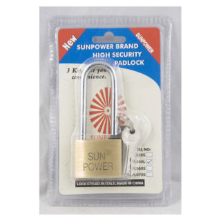 40mm Brass Padlock Long Shackle – With Brass Core & 3 Keys (Sunpower)