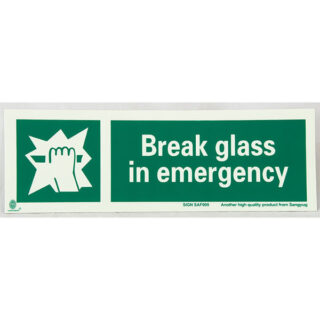 Safety Sign, Break Glass 300X100Mm