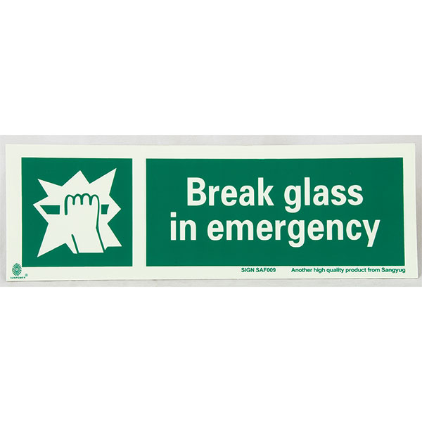 Safety Sign, Break Glass 300X100Mm