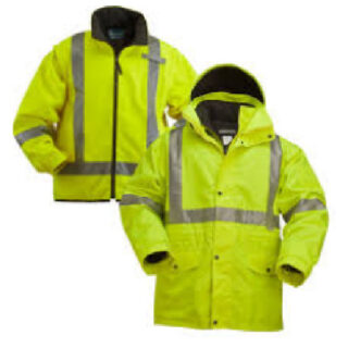 Hi Visibility Full Sleeve Jacket With Reflective Stripes And Hood – Medium Size