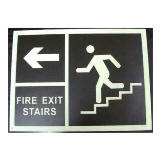 Safety Signs Fire Exit Stairs – Black or Green with Image of Man Running on Stairs