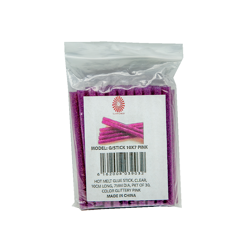 Glittered Glue Sticks Pink 7X100mm, 30pcs/Pkt