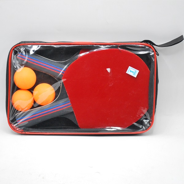 TT Bat (Racket) X 2pcs With 3 Orange Balls In Zip Window Bag