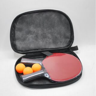 TT Bat (Racket) X 2pcs With 3 Orange Balls In Zip Printed Pouch