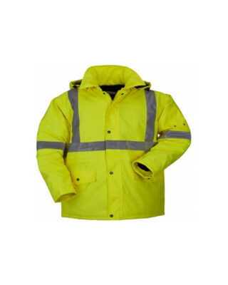 Hi Visibility Full Sleeve Jacket with Reflective Stripes and Hood – Large Size 86 x 67 cm