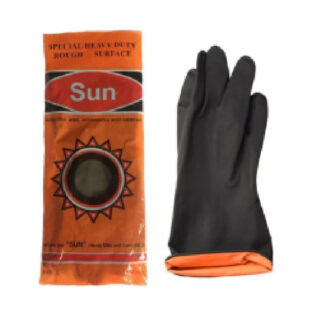 Fortune/Sun Brand XL Gloves, Rubber, Black/Orange, Light Duty