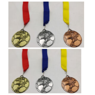 Bronze Anqitue Medal With Yellow Ribbon, For Football, Size 70Mm