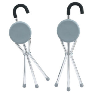 Walking Stick With Seat, Chrome Color — Portable Support Sit Anywhere