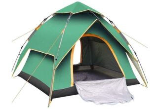 Dome Pop-Up Camping Tent,3 Person Automatic Tent,Double Layer Waterproof Tent, Green