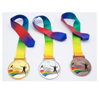 Silver Medal For Badminton With Embossed Colorful Artwork – 70Mm Diameter 4Mm Thickness