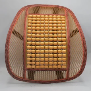Car Lumber Wooden Round Beads Backrest With Elastic To Secure Seat Back, 40*40cm