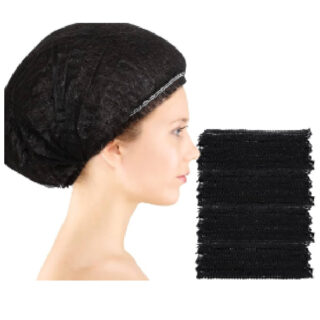 Non Woven Black 18 Inch, 9Gsm Bouffant Cap, Pack Of 100 Black