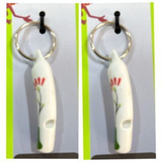 Porcelain Whistle With Keyring – White