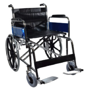 Wide Adult Wheelchair, Steel Finish, 66cm Width, Load Bearing-170kgs