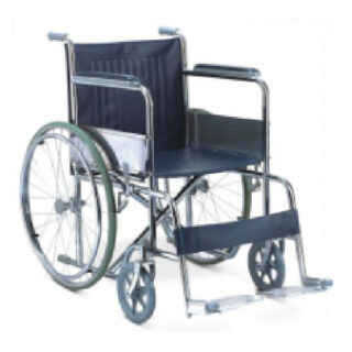 Standard Adult Wheel Chair, Steel Finish 56cm Width, Load Bearing 150kgs, For Disabled