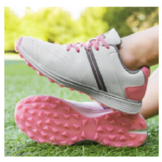 Golf Shoes White With Pink Laces & Sole, Size 37
