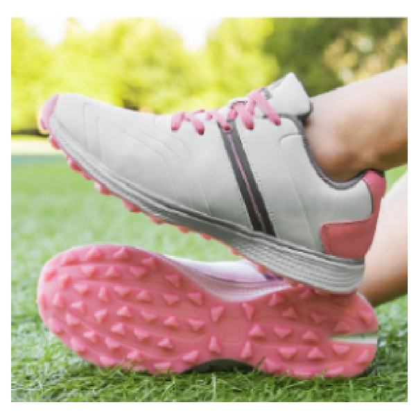 Golf Shoes White With Pink Laces & Sole, Size 37