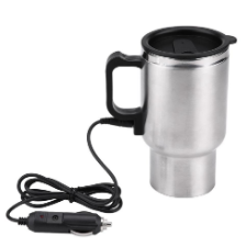 Stainless Steel Mug 450ml for Car Heating – 12V with Cigarette Plug