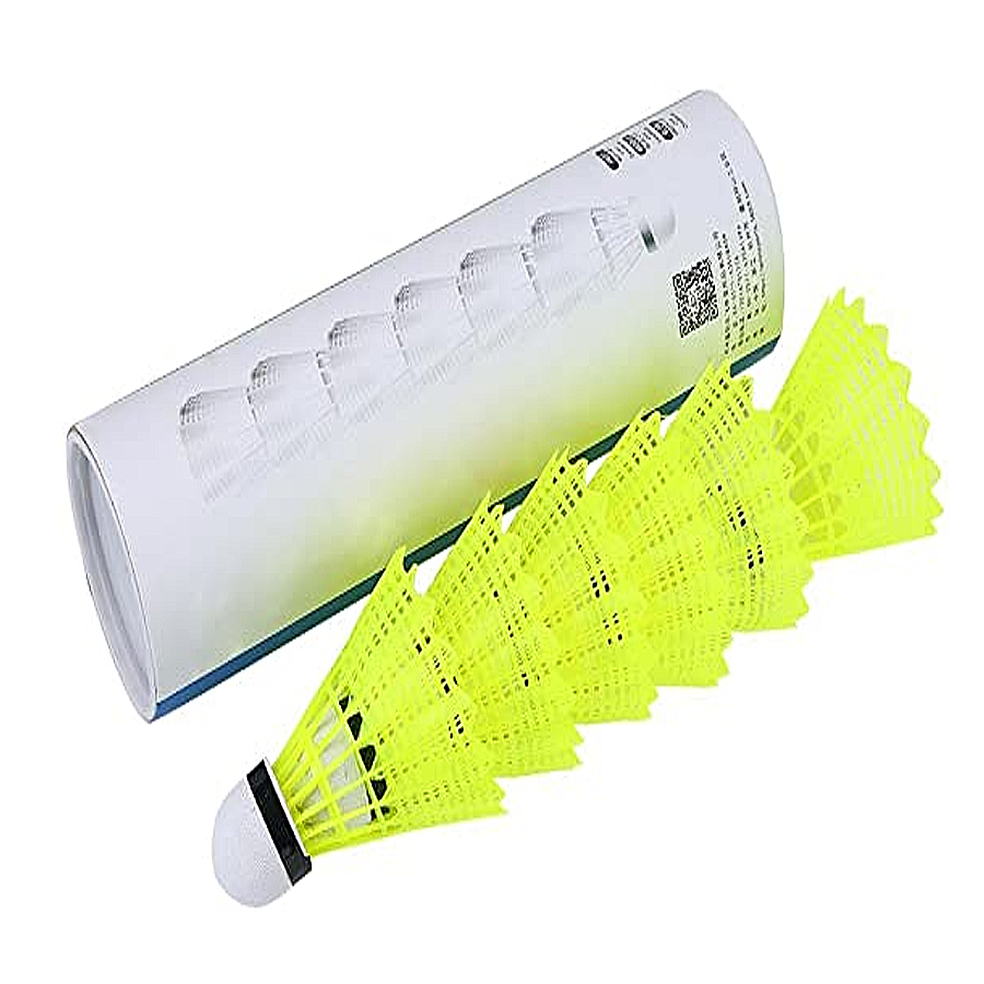 Nylon Shuttlecock 6pcs In Tube, Yellow For Training, Regail
