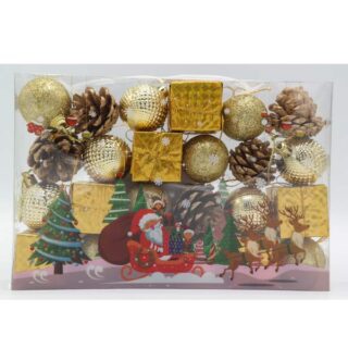 Christmas Tree Hanging Decoration Assorted In Transparent Printed Box 24pcs/Pkt